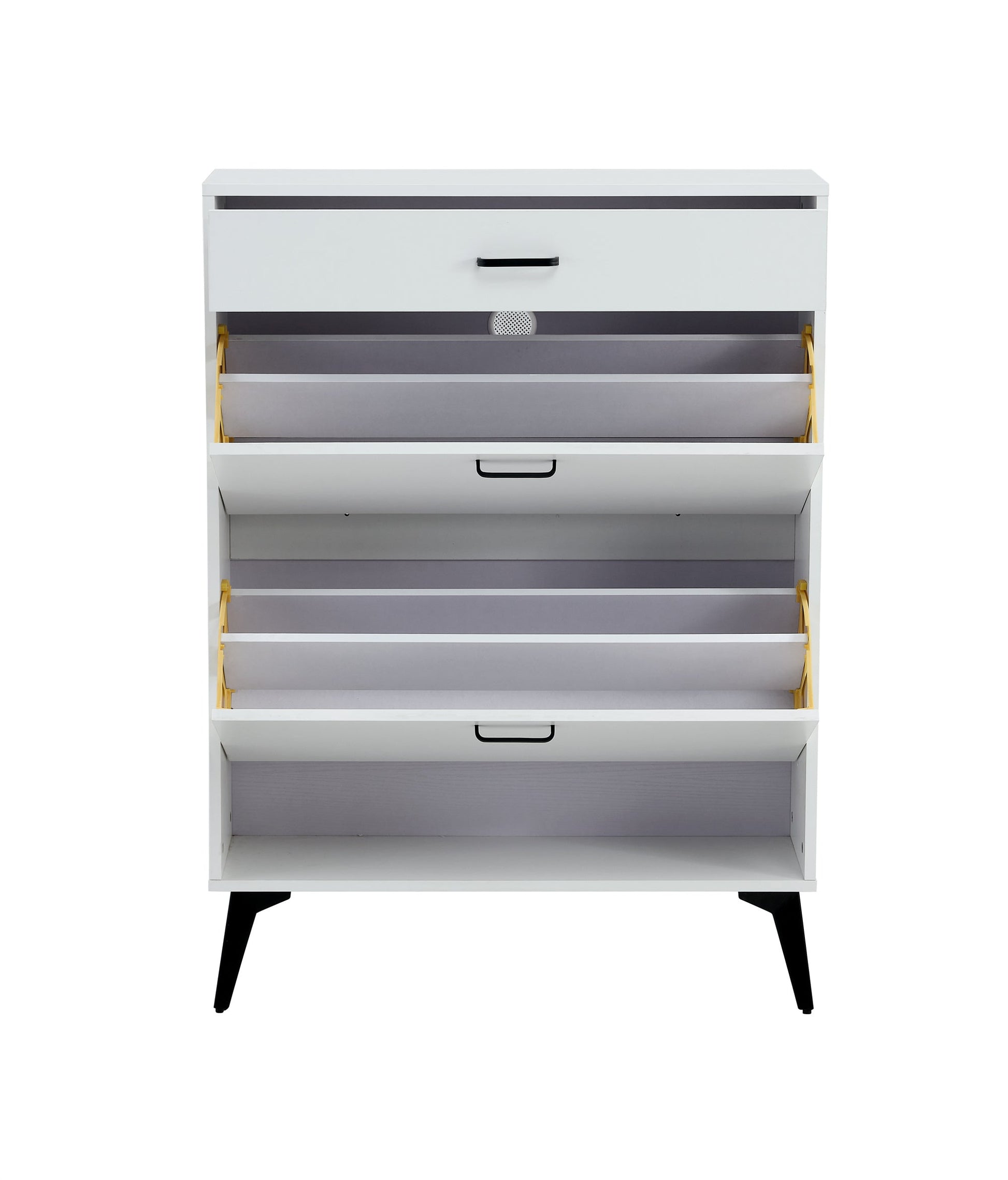 Shoe Cabinet , Shoe storage shelves, metal leg, White - Korvel
