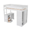 Wood Twin Size Loft Bed with Wardrobes and 2-Drawer Desk with Cabinet  White - Korvel