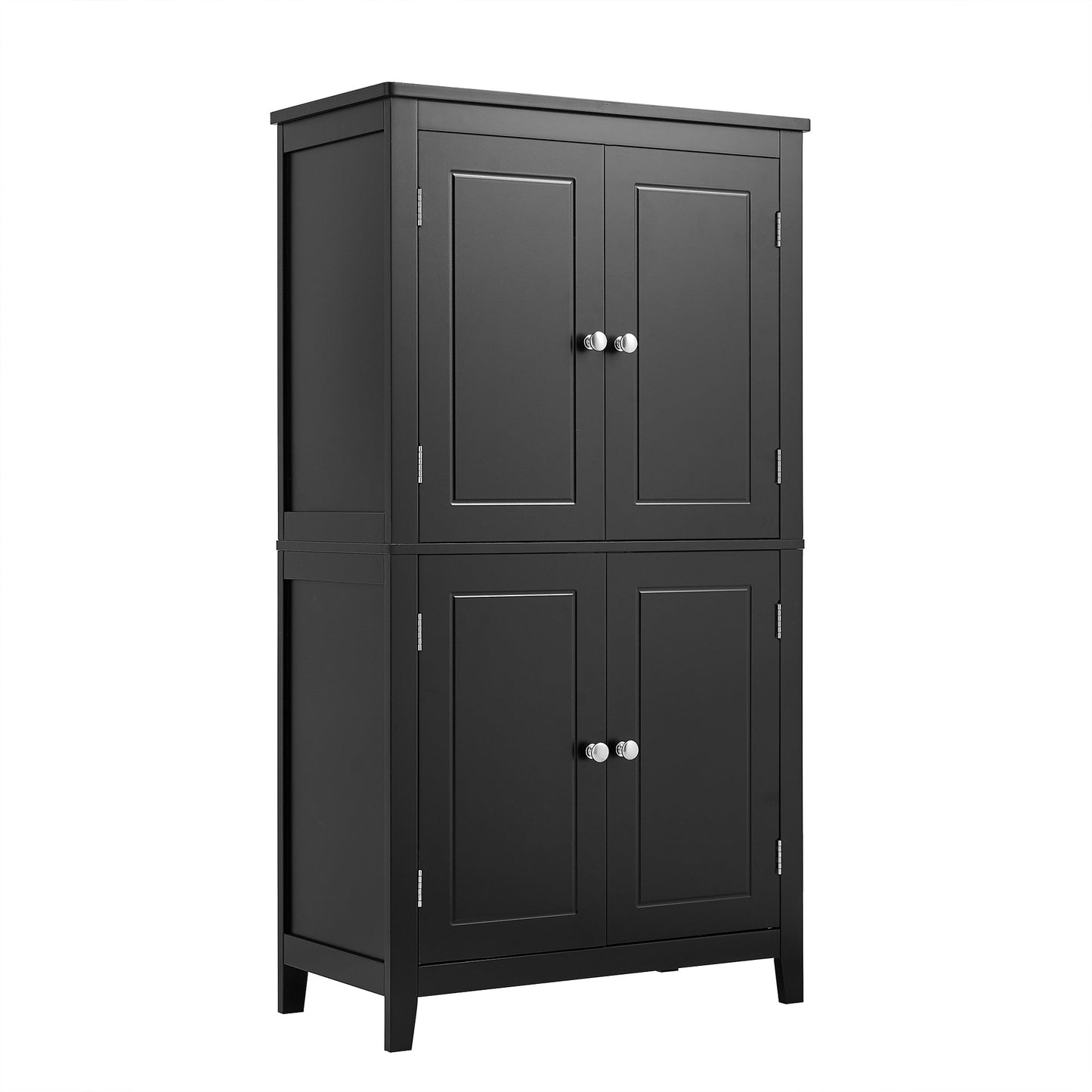 Elegant Black Bathroom Floor Storage Cabinet with Adjustable Shelves