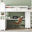 Wood Loft Bed with Cabinet and Bookshelf, Full Size Loft with Wardrobe and Desk for Kids,White - Korvel