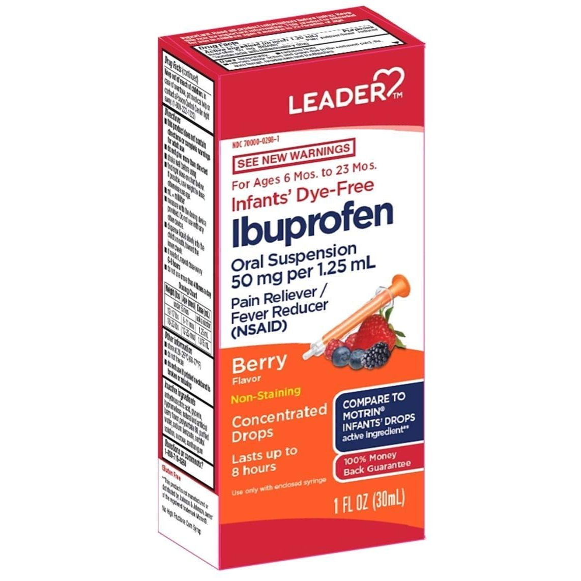 Leader™ Gouttes concentrées d'ibuprofène pour nourrissons – Saveur de baies sans colorant