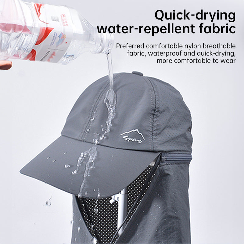 1pc Summer Baseball Cap with Detachable 360° Neck Sun Flap. For men, hiking, fishing, outdoor. - Korvel
