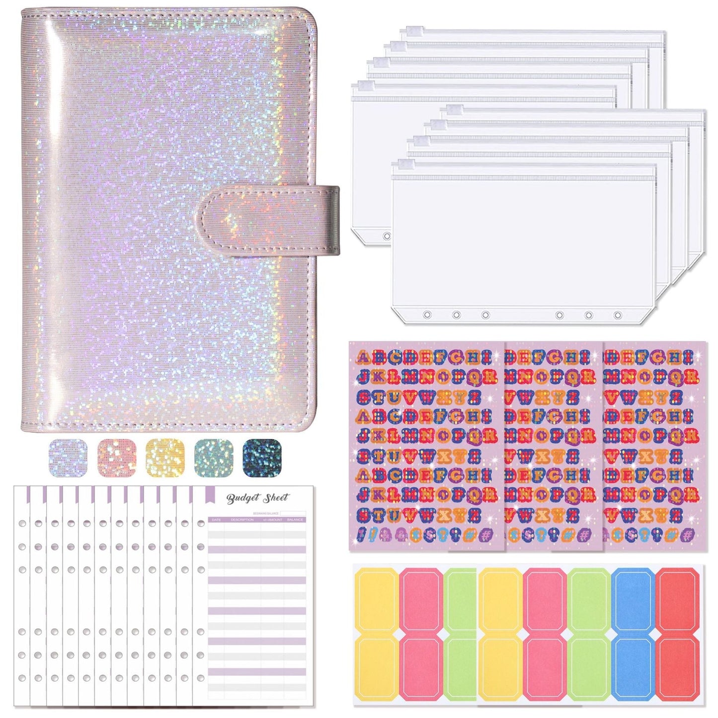 Carnet de budget à anneaux A6 - Cuir PU Macaron