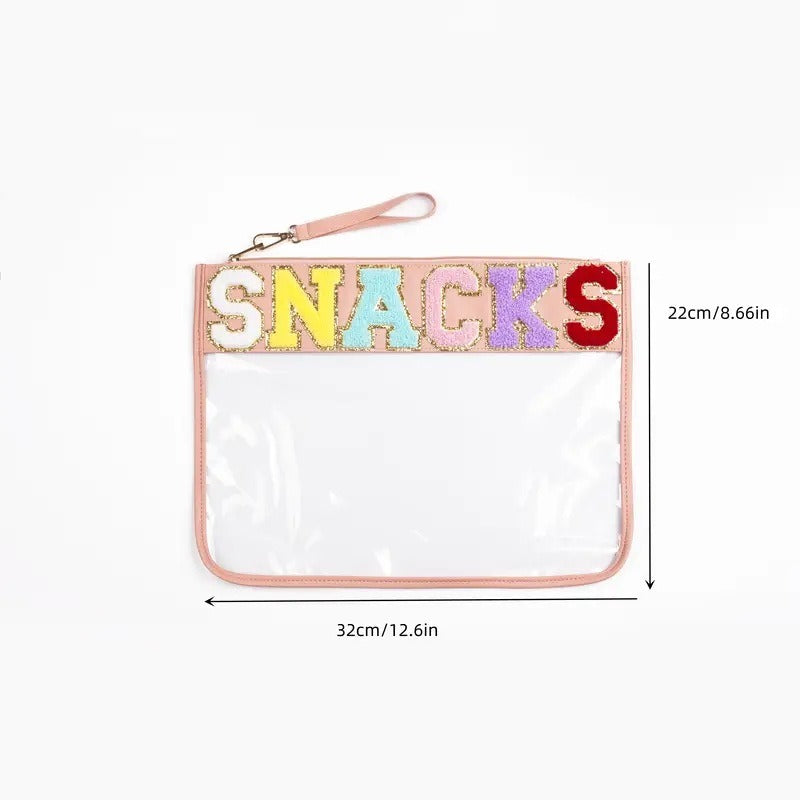 Bolsa de Maquillaje de PVC Transparente con Letra Bordada