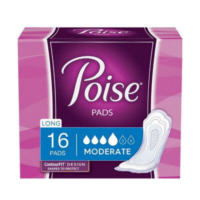 Poise Pads 16 Ct. Moderate Absorbency, Long Length