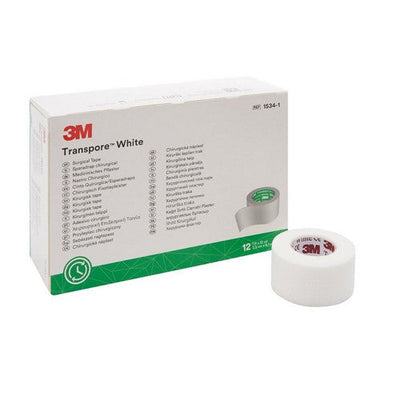 3M Transpore Medical Tape - 1 Inch x 10 Yard, Box of 12