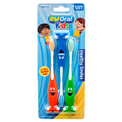 RM Oral Kids Toothbrush 3-Pack with Suction Cup