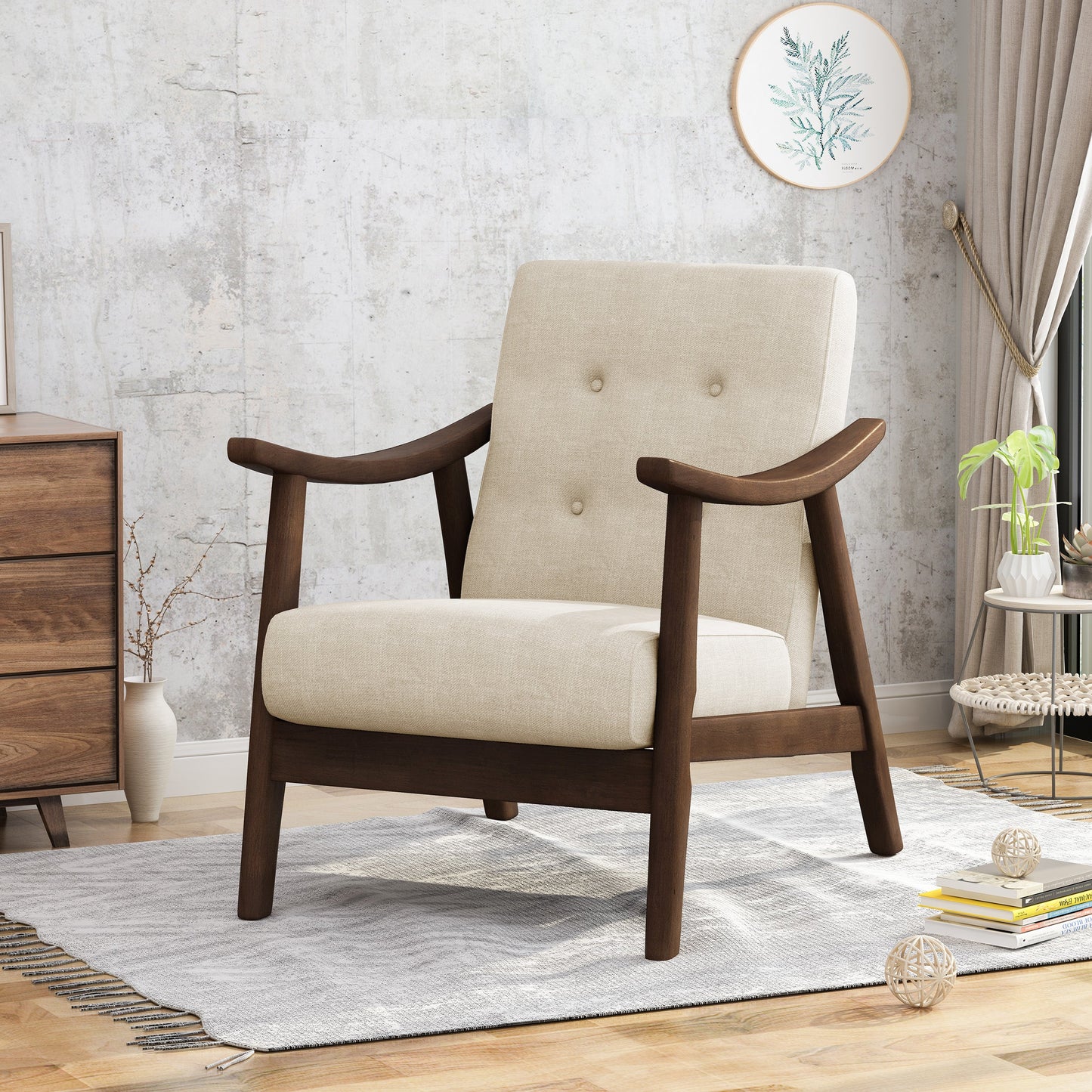Elegant One-Seater Sofa in Beige