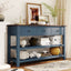 Retro Design Console Table with Two Open Shelves, Pine Solid Wood Frame and Legs for Living Room (Antique Navy+Espresso) - Korvel