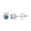 Pendientes de Diamante Redondo de Oro Blanco de 14K con Acento Azul