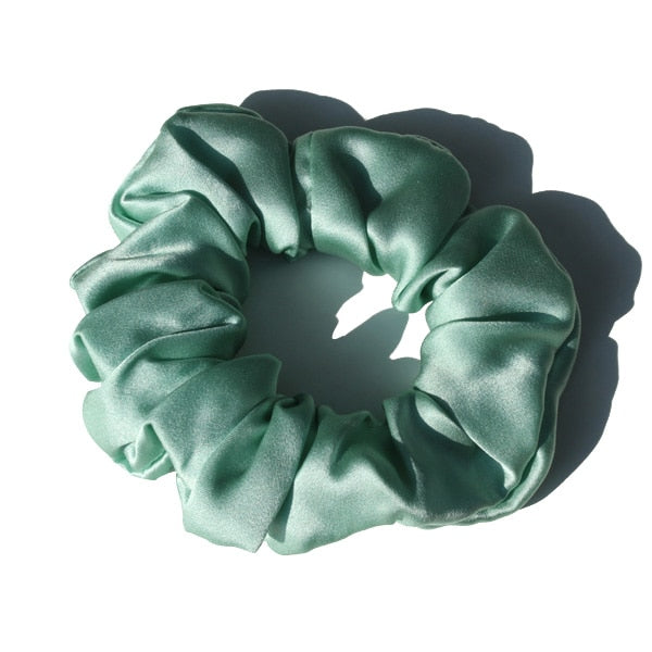Pure Silk Large Scrunchies Ropes Hair Bands Ties Elastics Ponytail Holders for Women Girls Hair Accessories 19 Momme 3.5CM - Korvel