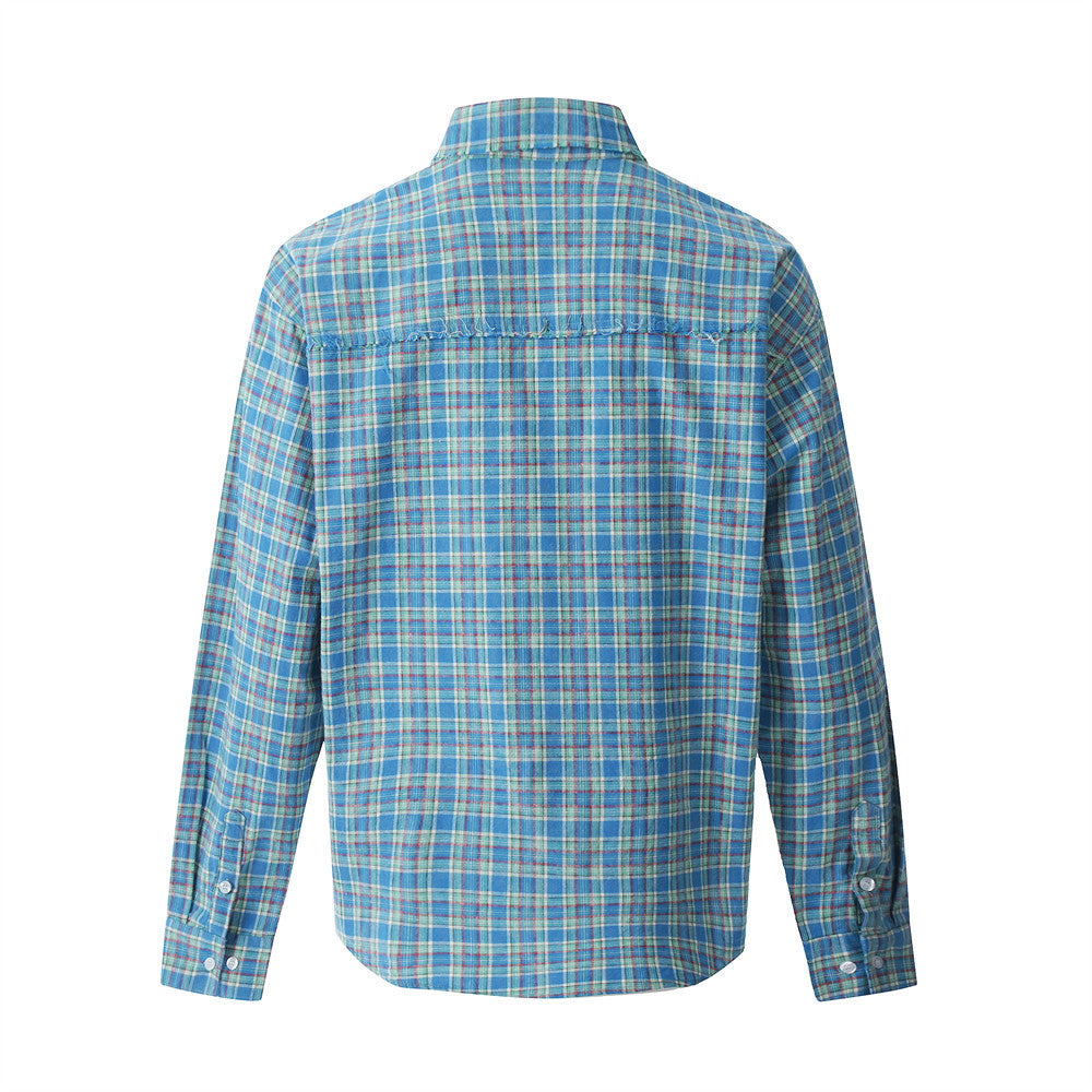Camisa de Manga Larga a Cuadros para Hombre - Estilo Casual Japonés