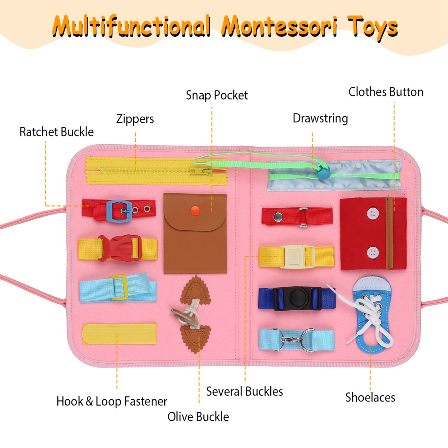 Tablero de Actividades para Niños - Juguete Educativo Montessori para Edades de 1 a 6 Años