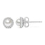 Boucles d'oreilles en or blanc 10K avec perles et diamants en halo