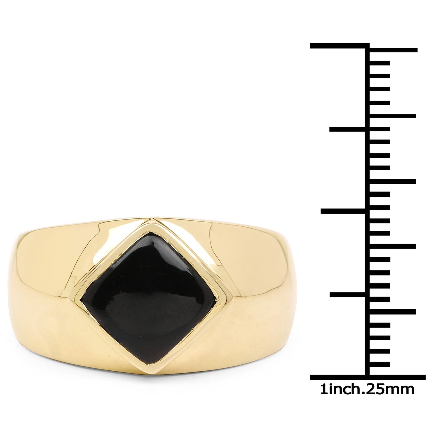 14K Yellow Gold Plated Black Onyx Cluster Ring