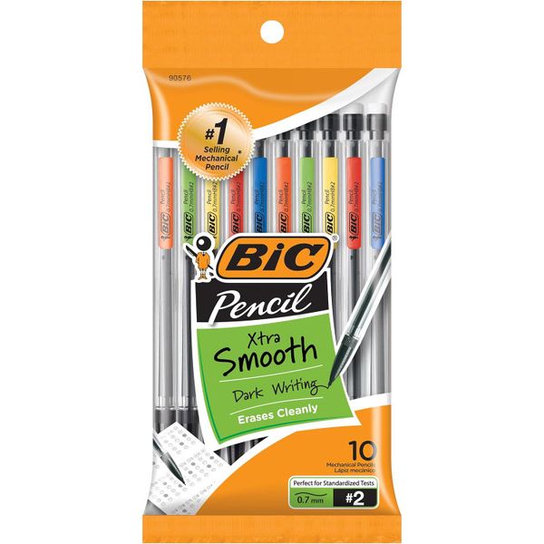 Crayons mécaniques BIC Xtra-Smooth avec gommes - 10 unités