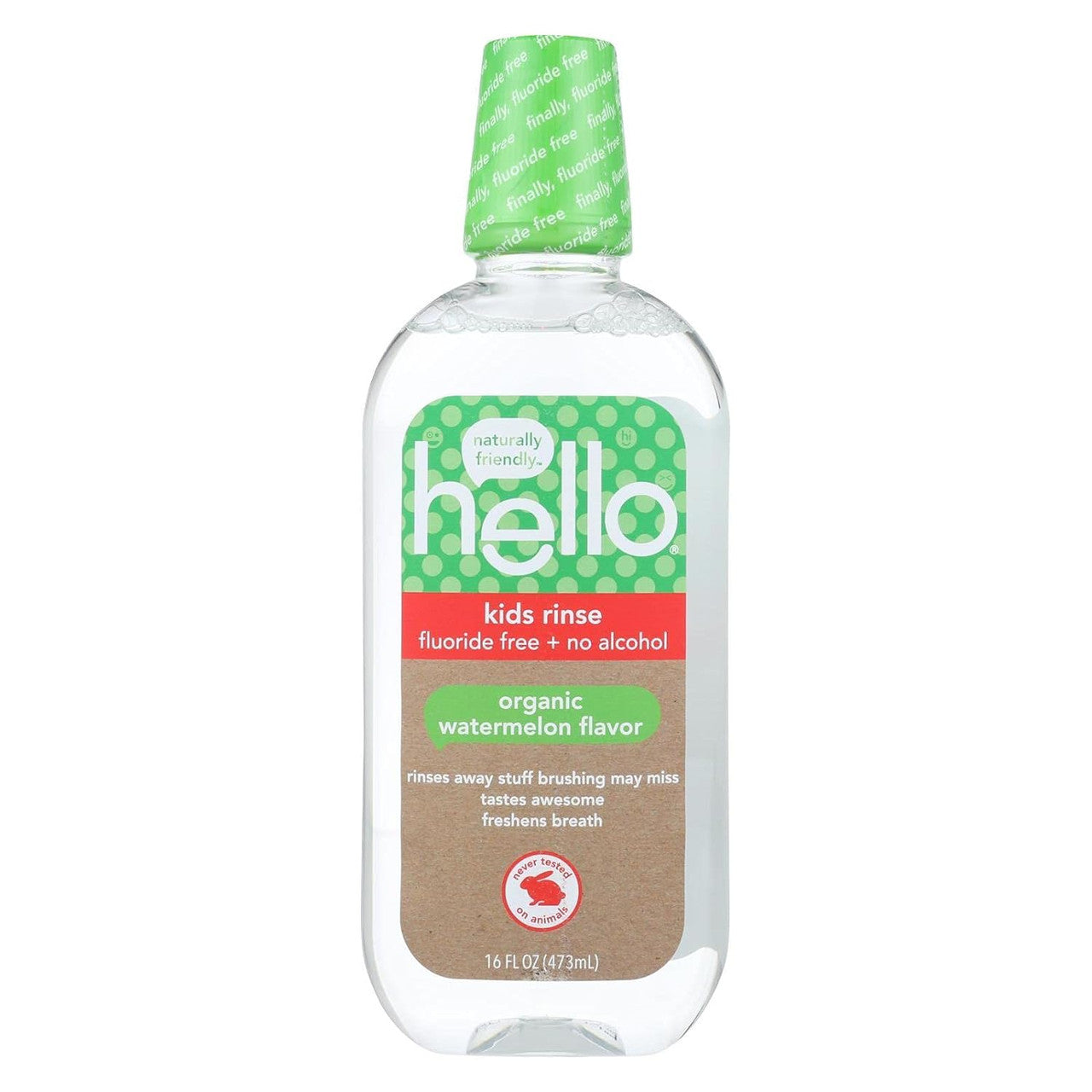 Bain de bouche sans fluor à la saveur naturelle de pastèque Hello Kids
