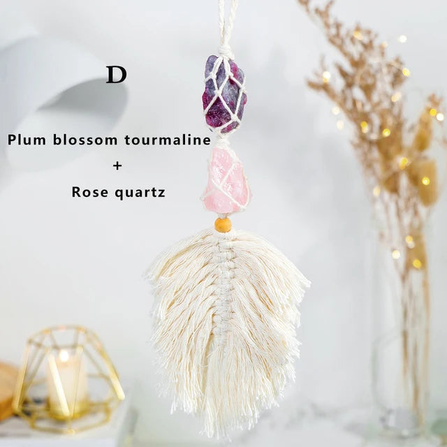 Pendentif attrape-rêves en améthyste fait main pour la décoration intérieure