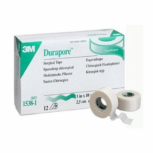 Ruban médical en tissu soyeux 3M Durapore - 1 pouce x 10 verges, boîte de 12