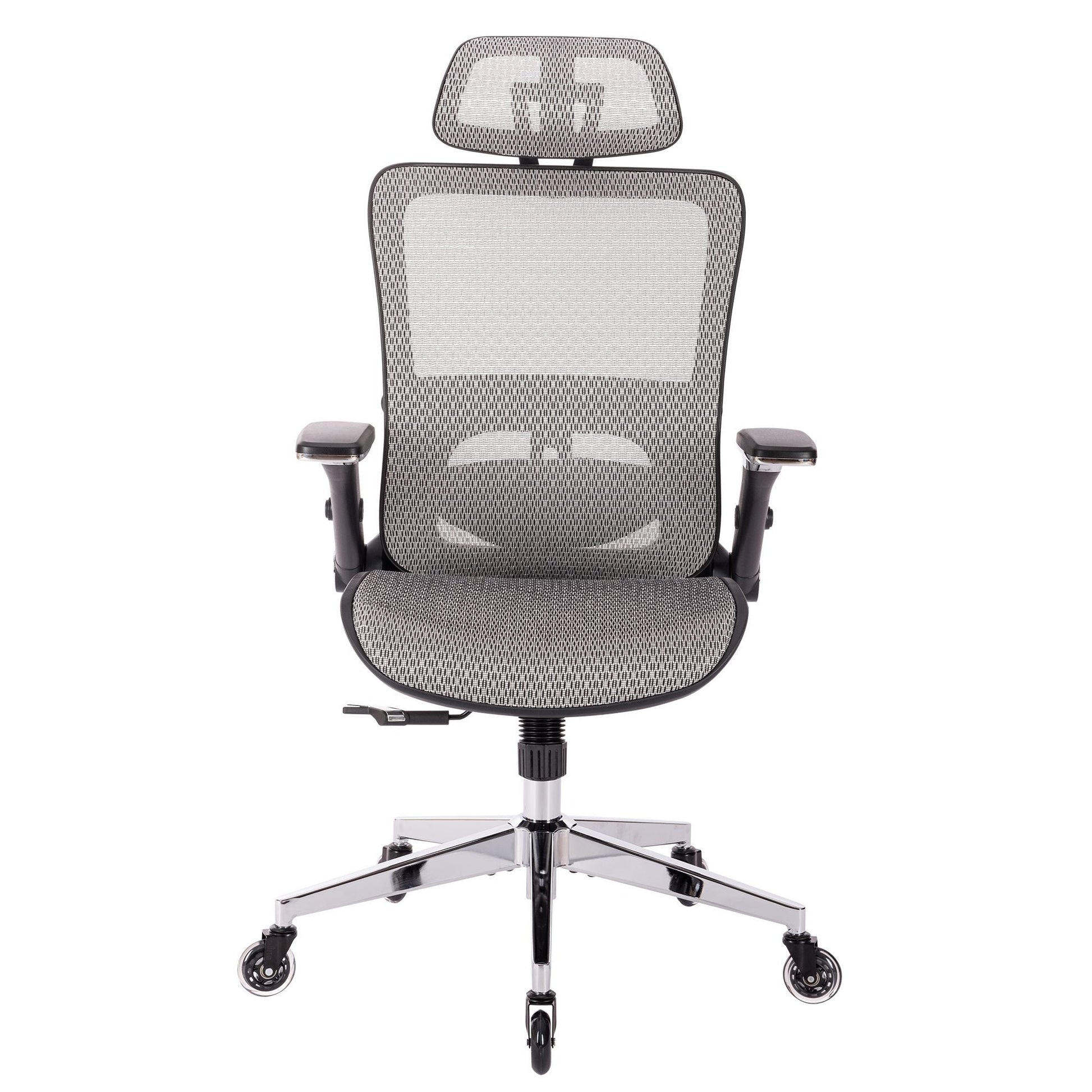 GREY Ergonomic Mesh Office Chair High Back - Adjustable Headrest with Flip-Up Arms - Korvel