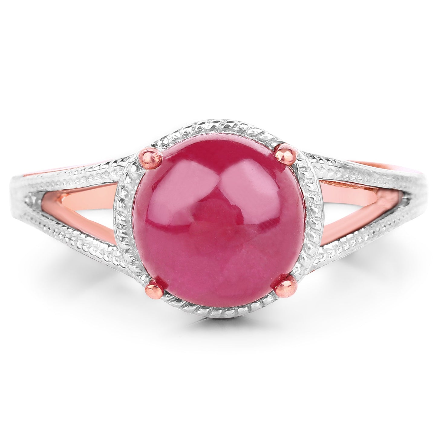 14K Rose Gold Plated 5.05 Carat Glass Filled Ruby Ring