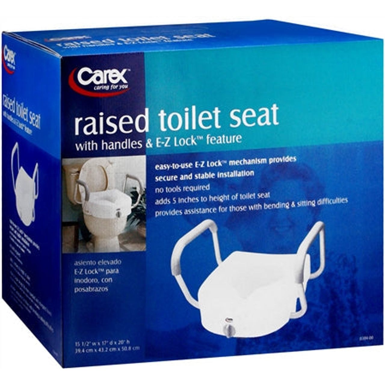 Asiento Elevado para Inodoro Carex E-Z Lock con Manijas