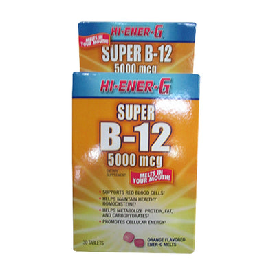Hi-Ener-G Super B12 5000 Mcg Tablets - 30 Count