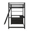 Twin Size Metal&Wood Loft Bed with Desk and Shelves, Two Built-in Drawers, Black - Korvel