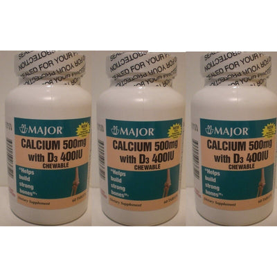 Major® Calcium 500 mg + Vitamin D3 400 IU – Lemon Flavor (3-Pack)