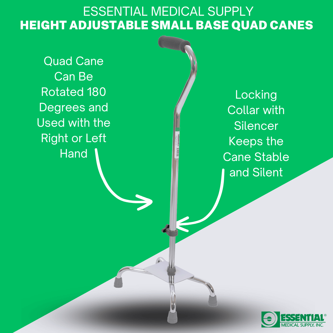 Essential Medical Supply Endurance Small Base Quad Cane - Silver