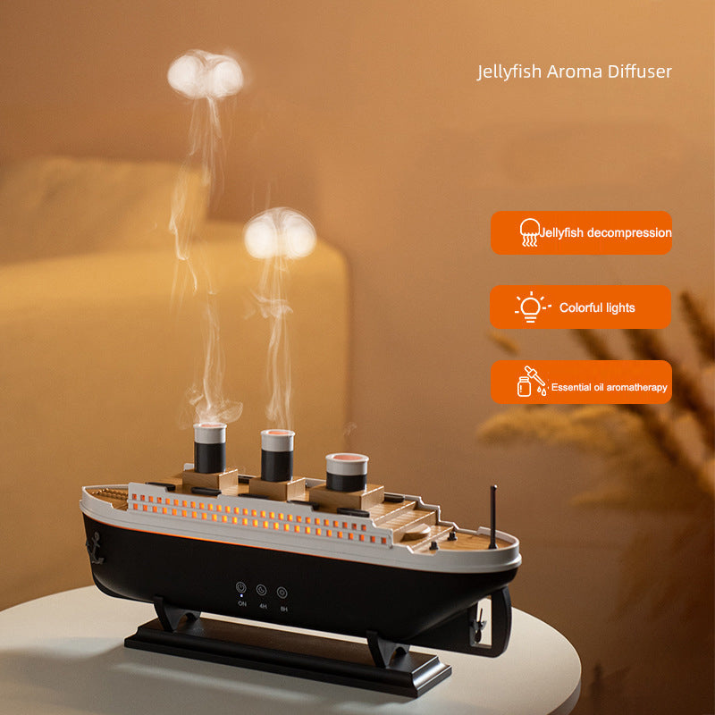 Simulated ship smoke ring aromatherapy machine desktop creative volcano spray jellyfish cruise fragrance humidifier - Korvel