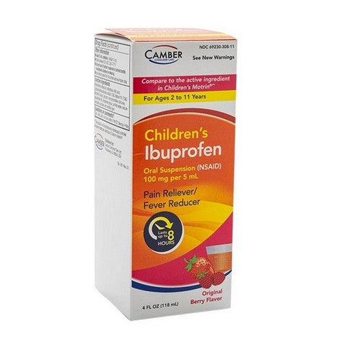 Suspensión de Ibuprofeno para Niños Camber - Sabor Original a Bayas, 100 mg, 4 oz