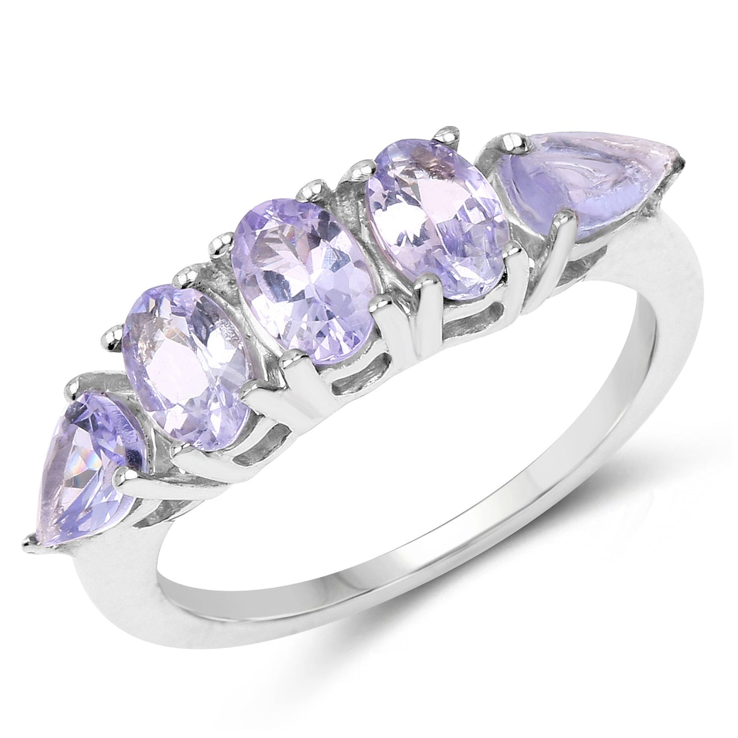 2.33 Carat Genuine Tanzanite Sterling Silver Engagement Ring