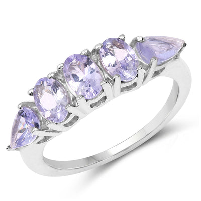 2.33 Carat Genuine Tanzanite Sterling Silver Engagement Ring