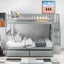 Full over Full Bunk Bed with Two Drawers and Storage, Gray - Korvel