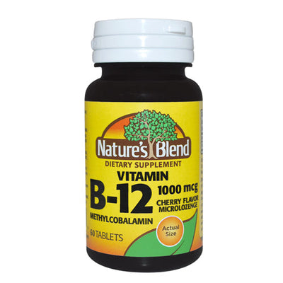 Mélange Naturel de Vitamine B-12 Méthylcobalamine – 1000 Mcg (60 Microlozenges)