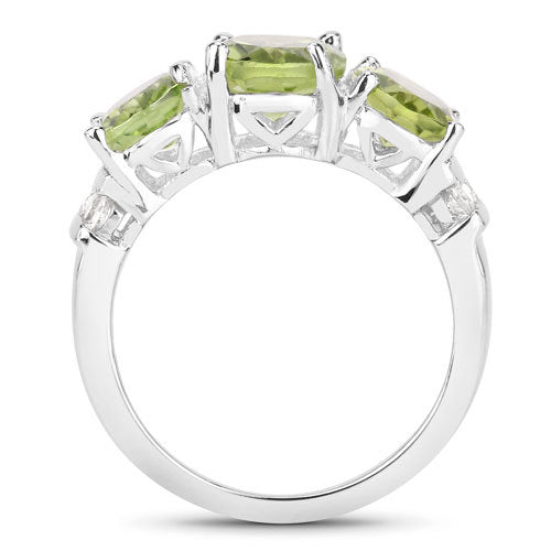 Anillo de Plata Esterlina con Peridoto y Topacio Blanco de 4.14 Quilates