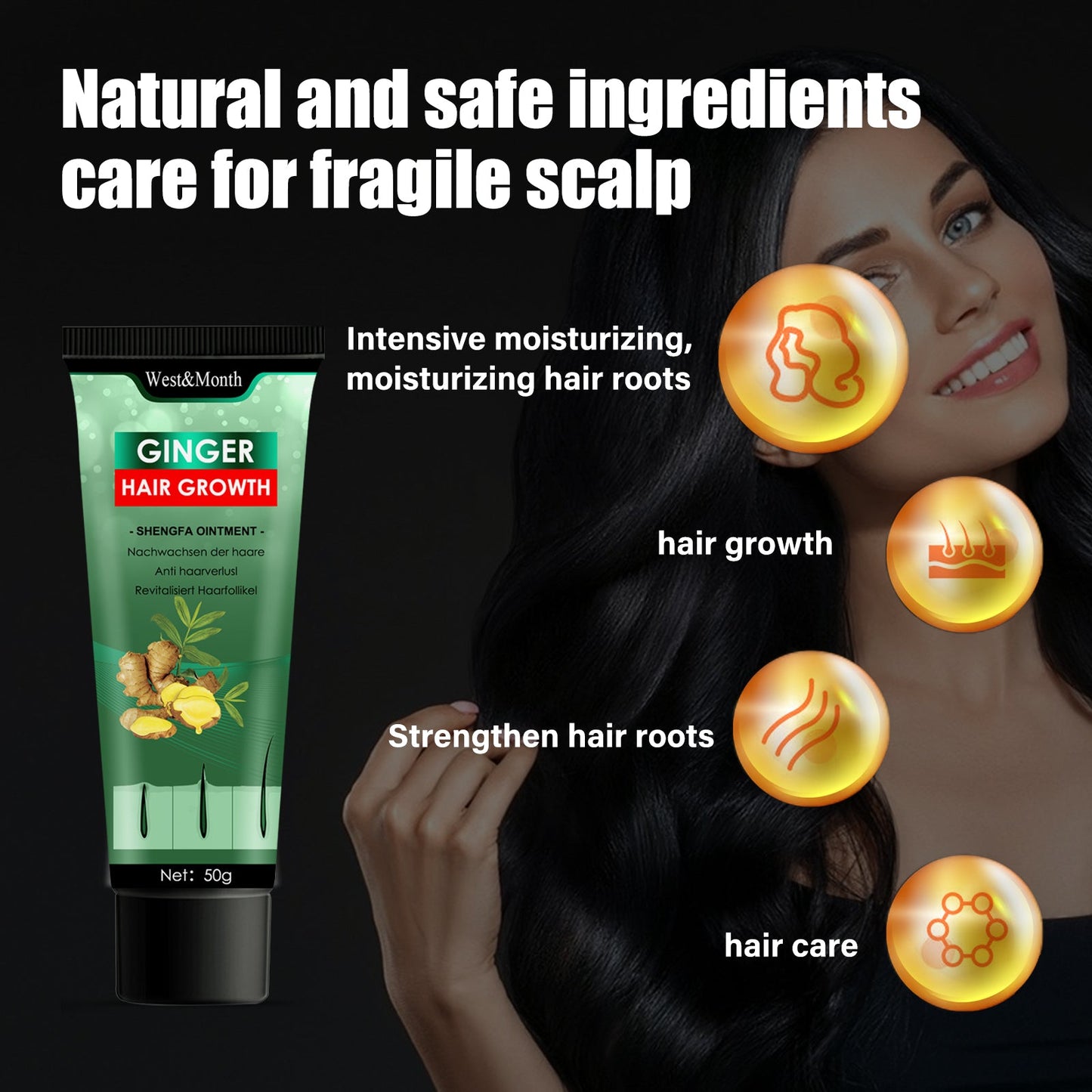 Ginger Hair Growth Ointment, Moisturize And Thicken Hair, Repair Damaged Hair And Prevent Hair Loss Hair Care Cream - Korvel