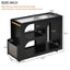Stylish mobile desk with lockable wheels,bedside table with 5mm thick grooved tempered glass and gold round bars ，black - Korvel
