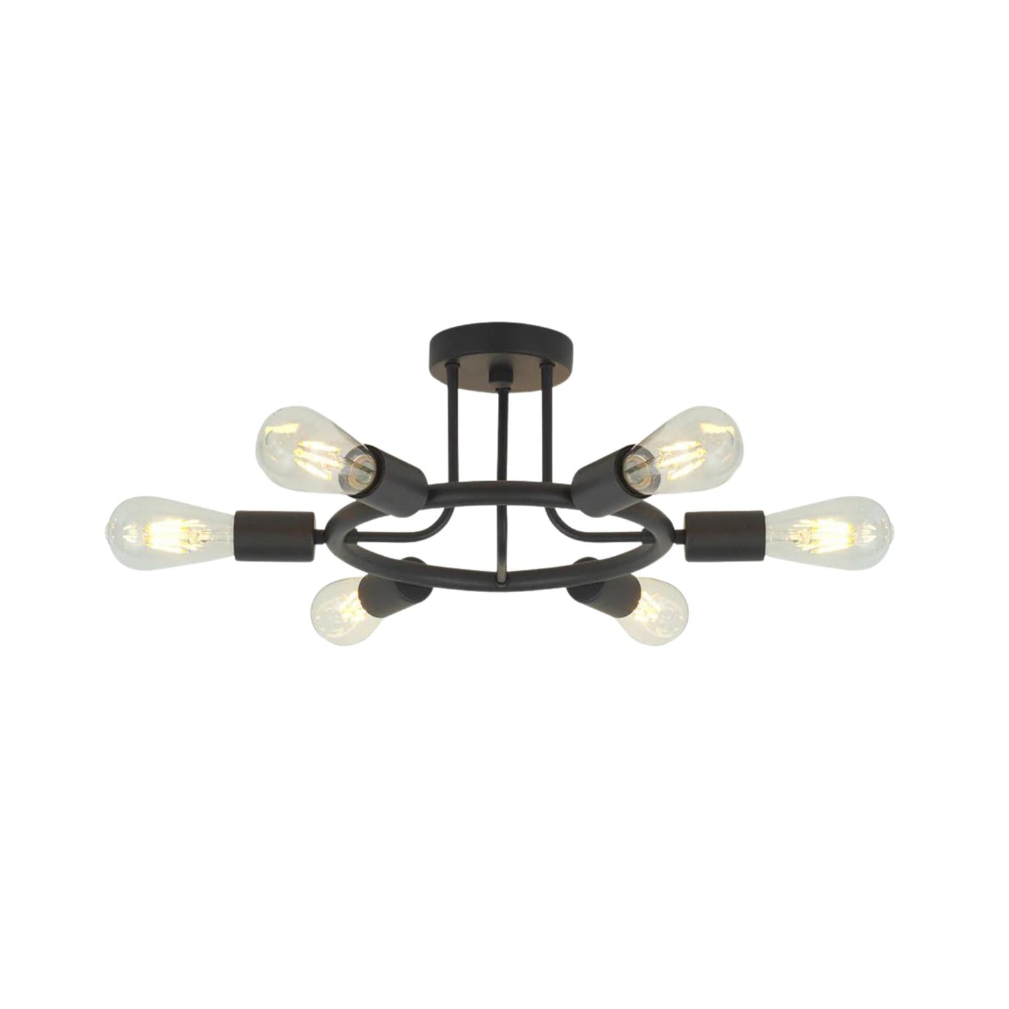 6 Light Modern Sputnik Lights Semi Flush Mount Ceiling Light Black Finished - Korvel