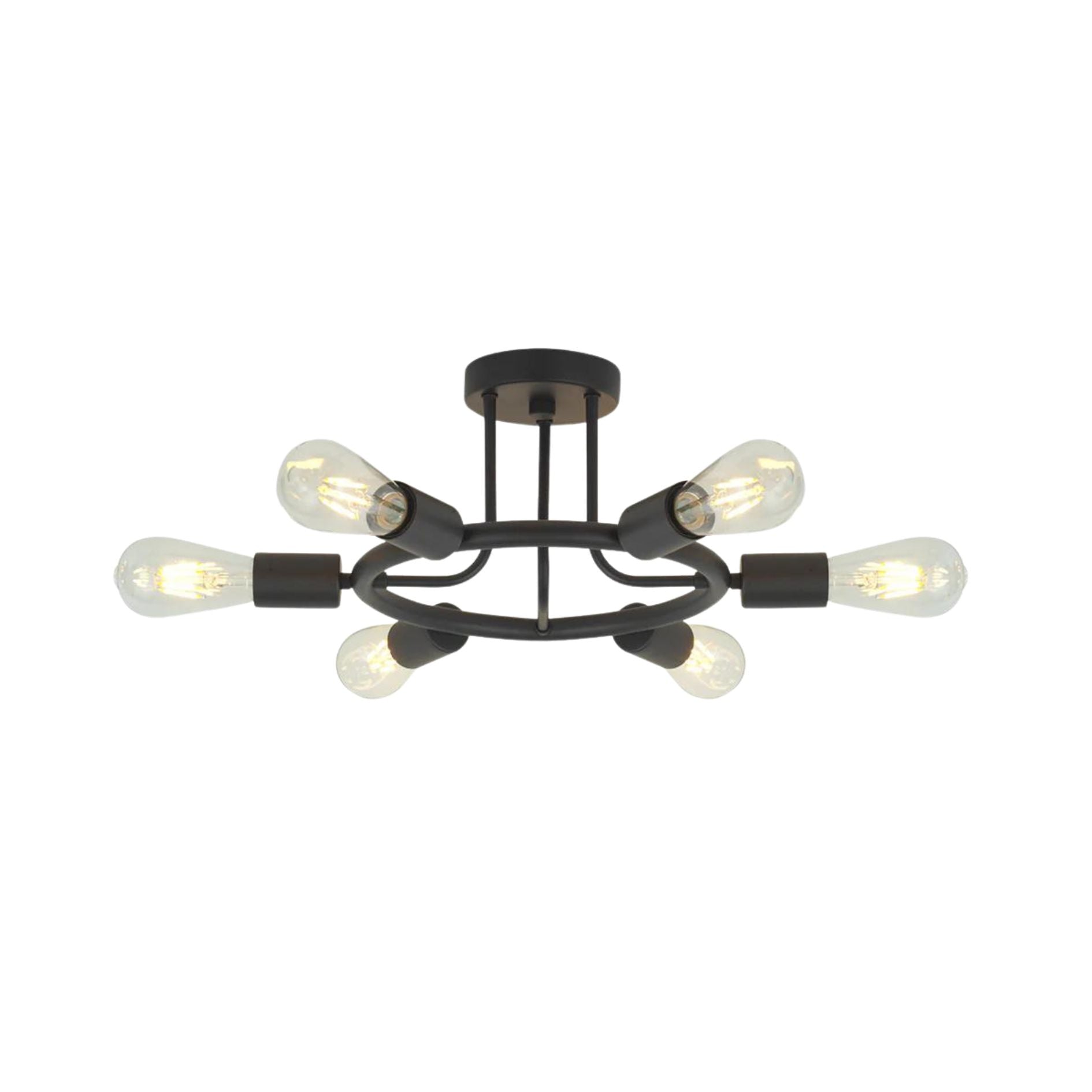 6 Light Modern Sputnik Lights Semi Flush Mount Ceiling Light Black Finished - Korvel