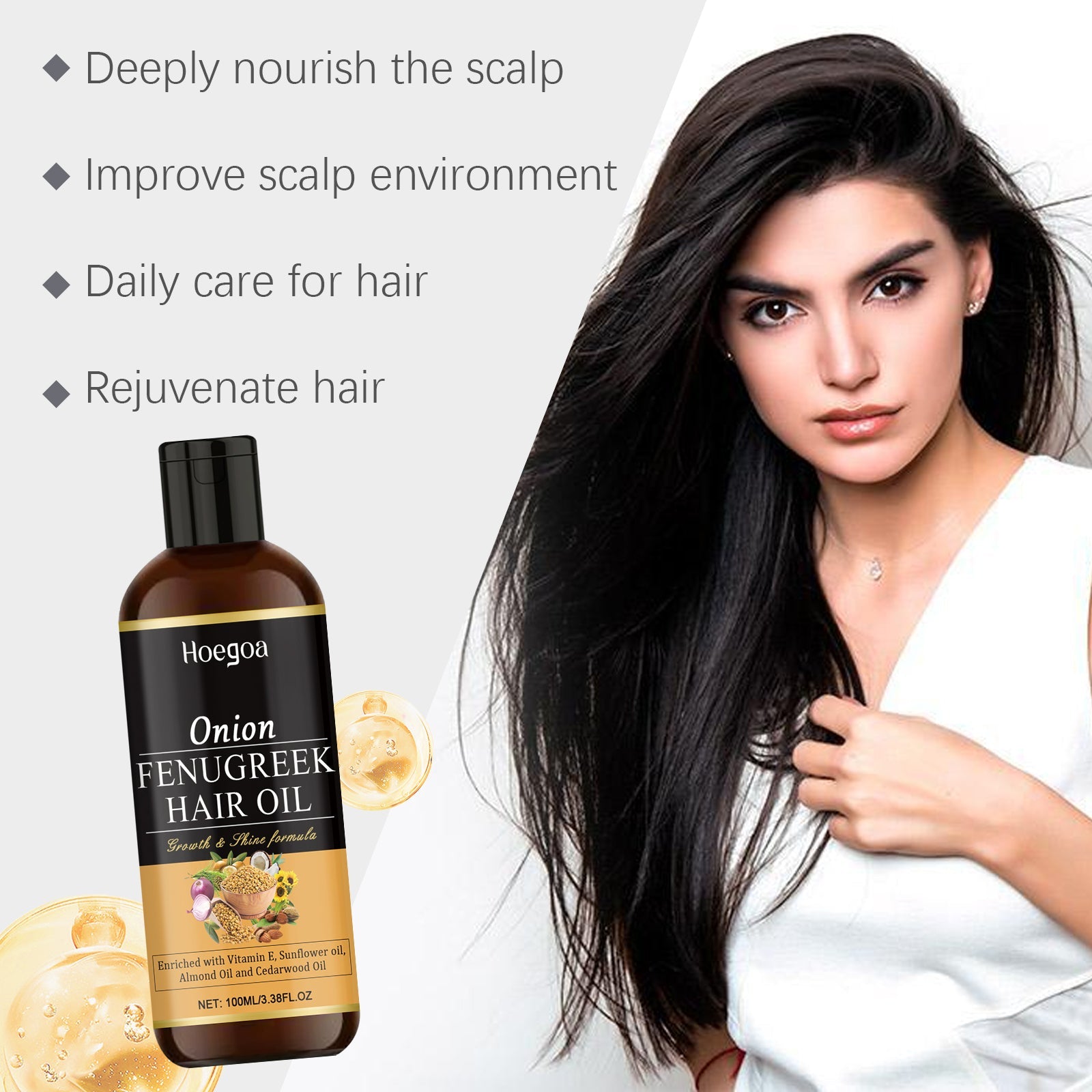 Onion Hair Care Essential Oil Repairs Dry Hair And Irritated Hair, Moisturizes, Moisturizes, And Softens Hair Essential Oil - Korvel