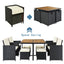 TOPMAX Patio All-Weather PE Wicker Dining Table Set with Wood Tabletop for 8, Black Rattan+Beige Cushion (9-Piece) - Korvel