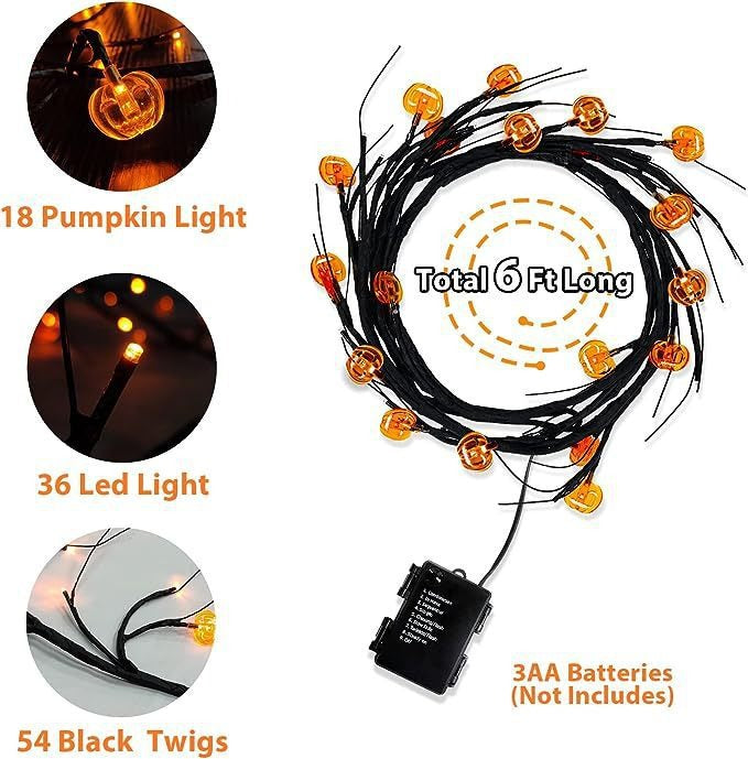 Outdoor Waterproof LED Halloween Decorative Light Rattan Spider Bat Tree Branch Light Party Atmosphere Ghost Festival Chopsticks - Korvel