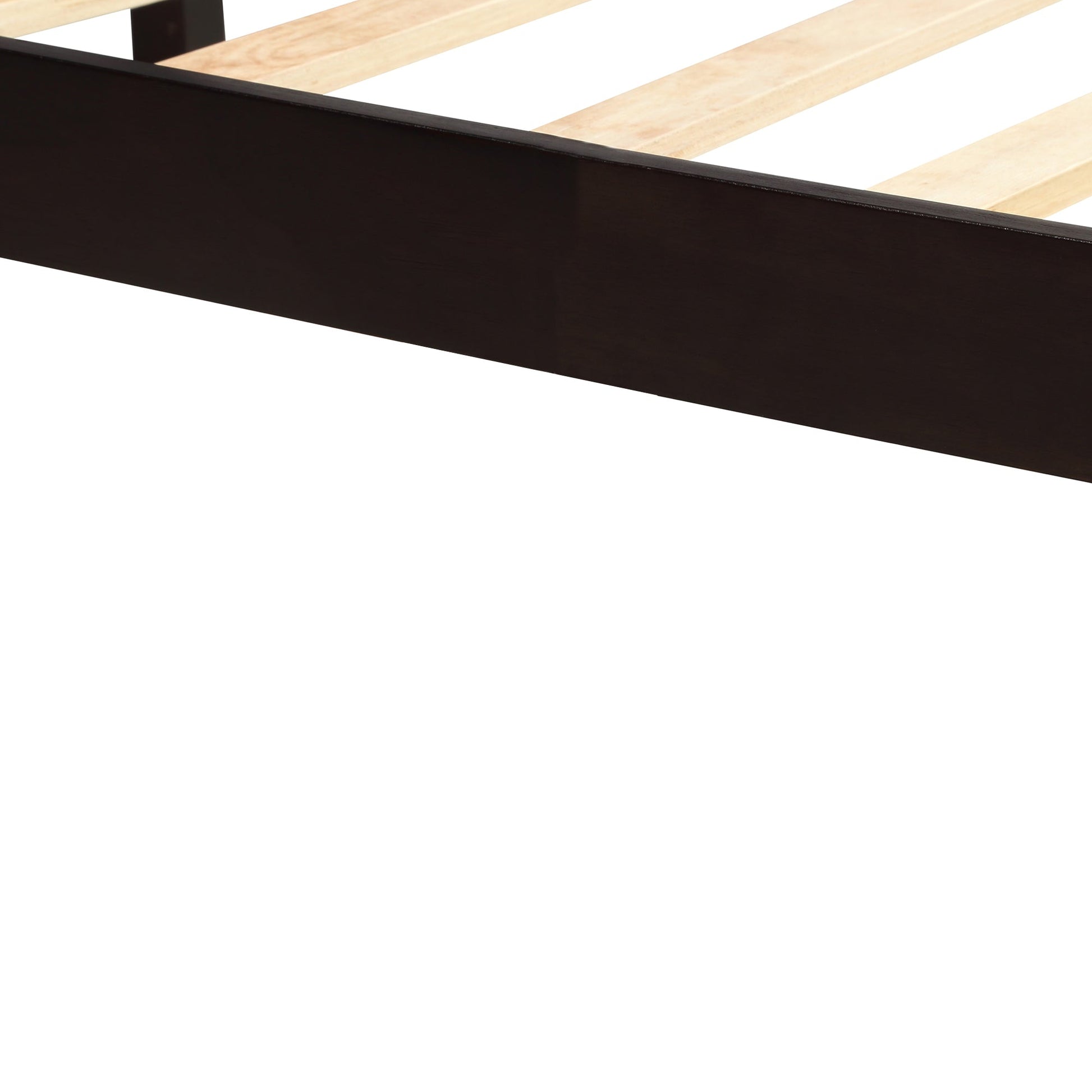 Platform Bed Frame with Headboard, Wood Slat Support  No Box Spring Needed  Queen Espresso - Korvel