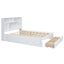 Elegant Queen Size Platform Bed with Storage Headboard, White