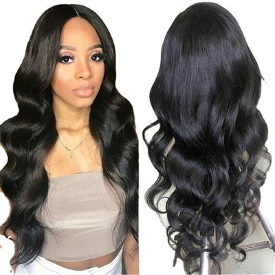 Wig for women European and American medium-parted long curly hair African black large wave chemical fiber full headgear wig - Korvel