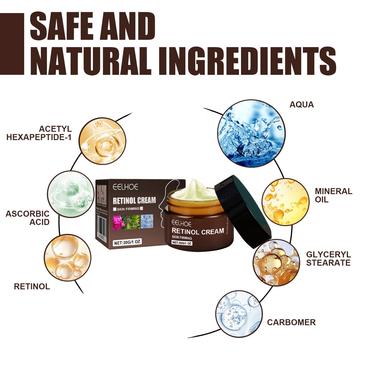 Retinol Cream, Anti-Aging Firming Brightening Moisturizing Facial Skin Care Cream - Korvel