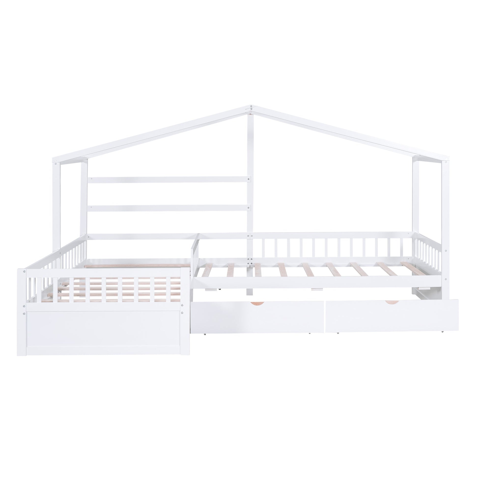 Twin Size House Platform Bed with Three Storage Drawers White - Korvel