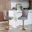 Thick gold rotating velvet bar stool with adjustable seat height of 25-33 inches and backrest (gray, set of 2 pieces) - Korvel